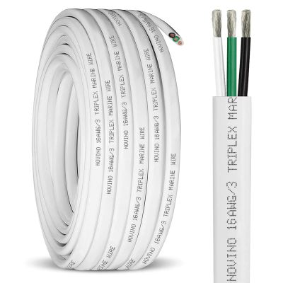 16 Gauge Marine Wire 16/3 16 AWG Marine Grade Wire Triplex Tinned Copper Boat Cable,16 Gauge OFC Oxygen Free Copper Cable for Automotive RV Boat Speaker Solar Outdoor - 50ft