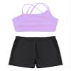 Moggemol Girls 2 Piece Dance Sports Outfit Printed Crop Top with Booty Shorts Gymnastics Dancewear Swimwear B#Lavender05 6 view 3