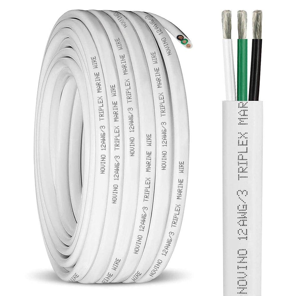 12 Gauge Marine Wire,12 AWG Marine Grade Wire,12/3 Triplex Tinned Copper Boat Cable,12 Gauge Oxygen-Free Copper Cable for Automotive RV Boat Speakers Solar Outdoors - 30ft