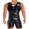 Panegy Men's Faux Leather Jumpsuit PU Bodysuit Sleeveless Zip Up Shiny Catsuit Striped Onesie Wetlook Romper Overall for Party Club Rave Holiday view 3