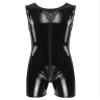 Panegy Men's Faux Leather Jumpsuit PU Bodysuit Sleeveless Zip Up Shiny Catsuit Striped Onesie Wetlook Romper Overall for Party Club Rave Holiday view 4