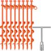Zhengmy Giant Skeleton Accessories Ground Anchors Screw in, 12 Inch High Wind Heavy Duty Trampoline Anchor Hook Inflatable Outdoor Decorations Ground Stakes for Camping Canopies Ports(Orange,8 Pcs) view 1