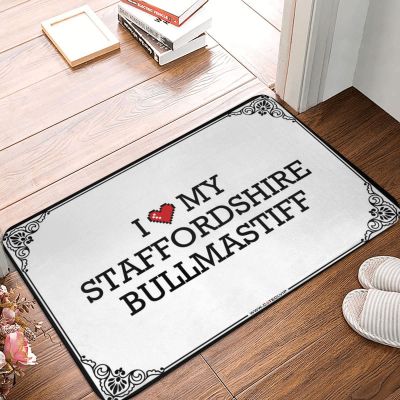 Abipuir Cave Man Bar I Love My Staffordshire Bullmastiff Doormat Summer Floor Mat Fall Outdoor Welcome Mat (Color : Colour, Size : 40X60CM)