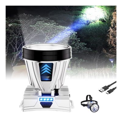 Amposei Super Bright Rechargeable High Power Headlamp, Outdoor Headlamp Rechargeable Powerful Hands-Free LED Head Lamps Waterproof for Adventure Camping Running (White Light, 40LEDs)