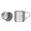 iBasingo 220ml Titanium Cup with Strainer Camping Mug with Lid Foldable Handle Single-walled Lightweight Portable for Outdoor Drinking Drinkware US-Ti3057D view 1