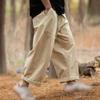JEKE-DG Men's Straight Leg Cargo Pants Relaxed Fit Casual Drawstring Tousers Slacks Pleated Pants with Pockets (Medium,Khaki) view 4