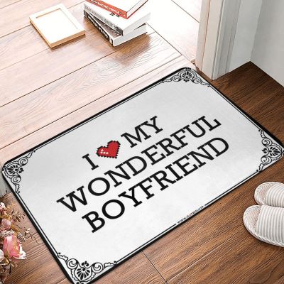 Abipuir Funny Sogns I Love My Wonderful Boyfriend Doormat Farmhouse Bath Rug Vintage Decor (Color : Colour, Size : 40X60CM)