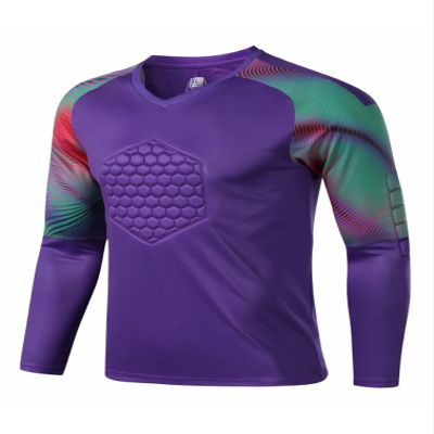 TiaoBug Kids Boys Gladiator Goalkeeper Jersey Padded Goalie Shirt Soccer Jersey Sports Team Training Uniforms Purple D 11-12 Years