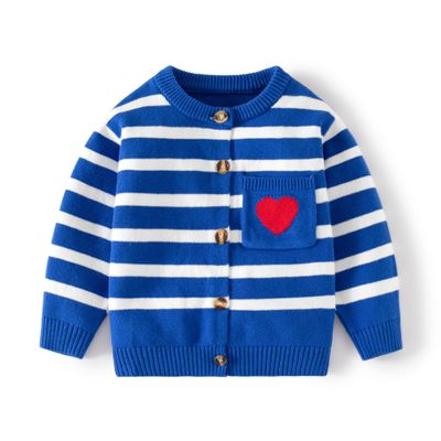 Baby Boys Girls Cardigan Toddler Sweaters Cotton Knit Long Sleeve Coat Fall Tops, Klein blue/6-7y