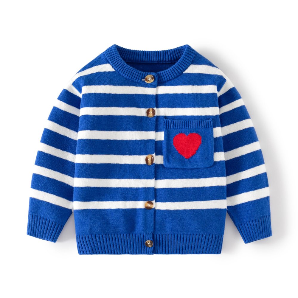 Baby Boys Girls Cardigan Toddler Sweaters Cotton Knit Long Sleeve Coat Fall Tops, Klein blue/6-7y