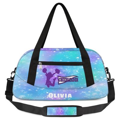 Custom Kids Duffel Overnight Bag Personalized Dance Bag Travel Duffel Bag for Girls Boys Customized Kids Gifts- Cute Cheerleader Purple