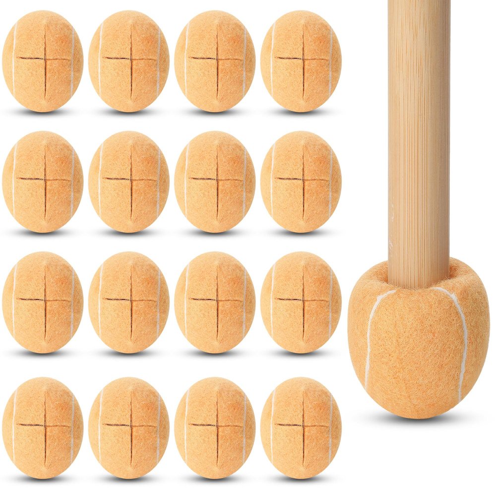 24 Pcs Precut Tennis Balls for Furniture Legs and Floor Protection Chairs Desks Furniture Tennis Balls for Chairs Feet Long Lasting Foot Covers(Beige)