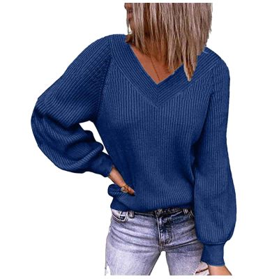 Akivide Oversized V Neck Sweaters for Women Fall Winter Trendy Lightweight Cute Loose Solid Knit Pullover Sweaters