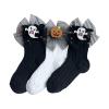 3 Pairs Knee High Socks Infant Baby Girls Halloween Cartoon Knee High Socks Thin Breathable Fall Cartoon (Black, L) view 1