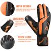 Malker Goalkeeper Gloves Soccer Goalie Gloves with Strong Grips Palms Anti-Slip Latex Breathable Football Gloves for Kids Youth Adult Orange Size 5 view 2