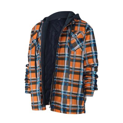 Ymosrh Shirts for Men, Mens Hooded Shirt Jacket Plaid Quilted Lined Long Sleeve Fall Winter Coat Shirt Hoodie Men Button Up Shirt Black Slim Fit Dress Shirt Dress Shirts Casual (5XL, Orange)