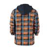 Ymosrh Shirts for Men, Mens Hooded Shirt Jacket Plaid Quilted Lined Long Sleeve Fall Winter Coat Shirt Hoodie Men Button Up Shirt Black Slim Fit Dress Shirt Dress Shirts Casual (5XL, Orange) view 3
