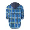 Ymosrh Long Sleeve Shirts for Men, Mens Hooded Shirt Jacket Plaid Quilted Lined Fall Winter Coat Jackets Men Man Shirt Black Button Up Shirt Big and Tall Up Shirts Casual Dress (M, Blue) view 3