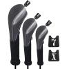Andux 3pcs/Set Nylon Golf Wood Club Head Covers 460cc Driver Covers with Long Neck Grey view 1
