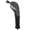 Andux 3pcs/Set Nylon Golf Wood Club Head Covers 460cc Driver Covers with Long Neck Grey view 2