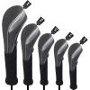 Andux 5pcs/Set Nylon Golf Wood Club Head Covers 460cc Driver Covers with Long Neck Grey view 1