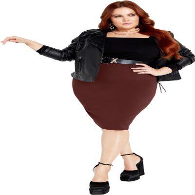 City Chic Women's Plus Size Midi Tube Skirt, Truffle, 18