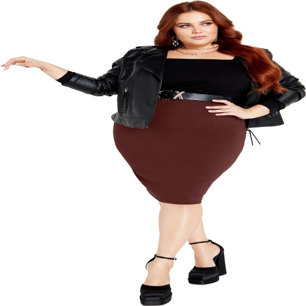 City Chic Women's Plus Size Midi Tube Skirt, Truffle, 18