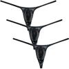 Botmois Men's Shiny Metallic G-string Thong Underwear Male Contour Pouch Bikini Tangas Underpants Soft & Stretchy Swim T-back 3-Pack(Shiny Black) L view 1