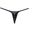 Botmois Men's Shiny Metallic G-string Thong Underwear Male Contour Pouch Bikini Tangas Underpants Soft & Stretchy Swim T-back 3-Pack(Shiny Black) L view 4