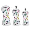 Andux 3pcs/Set Tee Pattern PU Golf Wood Club Head Covers 460cc Driver Covers with Long Neck White view 1
