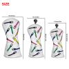 Andux 3pcs/Set Tee Pattern PU Golf Wood Club Head Covers 460cc Driver Covers with Long Neck White view 2