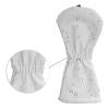 Andux 3pcs/Set Tee Pattern PU Golf Wood Club Head Covers 460cc Driver Covers with Long Neck White view 3