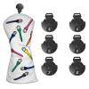 Andux 3pcs/Set Tee Pattern PU Golf Wood Club Head Covers 460cc Driver Covers with Long Neck White view 4