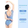 YYKSYDPT Women's Ballet Leotard Mesh Hollow Out V-Neck Back Dance Bodysuit (L, Purple) view 3