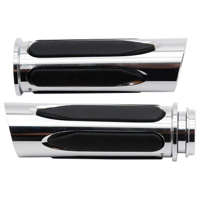 Silver Motorcycle Grips with Electronic Throttle Control for 1" Bars, Replacement for Harley Electra Glide, Street Glide, Road King, Road Glide, Softail, Fat Boy, Dyna