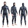 5MM Neoprene Spearfishing Wetsuit with Hooded, 2 Pieces Camouflage Hunting Diving Suit with Loading Chest Pad for Cool Water Freediving Snorkeling Swimming,Silver,S view 2