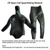 5MM Neoprene Spearfishing Wetsuit with Hooded, 2 Pieces Camouflage Hunting Diving Suit with Loading Chest Pad for Cool Water Freediving Snorkeling Swimming,Silver,S view 4