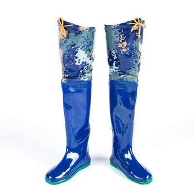 Hip Waders 60cm High Hip Wader, Men's and Women's Waterproof PVC Oxford Boots, Suitable for Underwater Operations (Color : Blue, Size : 8.5)