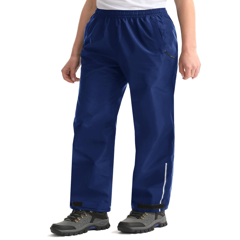 iCreek Women's Rain Pants Waterproof Rain Over Pants Hiking Pants Windproof Lightweight Outdoor for Golf, Fishing(Blue, Medium/29 Inseam)