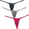 Botmois Men's Shiny Metallic G-string Thong Underwear Male Pouch Bikini Tangas Underpants Soft Stretchy T-back Pack(Python,Army Green w Gold,Light Wine) L view 1
