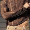 Men's Crochet Disco Sweater Long Sleeve Openwork Knit Top Lightweight Thin Sweaters Pullover Casual Basic Hallow Out Party Club Top view 2