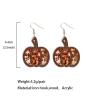 Zhang shine Thanksgiving Earrings Handmade Autumn Pumpkin Red Glitter Resin Wood Earring for Women Thanksgiving Day Fall Jewelry Gift view 2