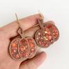 Zhang shine Thanksgiving Earrings Handmade Autumn Pumpkin Red Glitter Resin Wood Earring for Women Thanksgiving Day Fall Jewelry Gift view 3