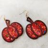 Zhang shine Thanksgiving Earrings Handmade Autumn Pumpkin Red Glitter Resin Wood Earring for Women Thanksgiving Day Fall Jewelry Gift view 4