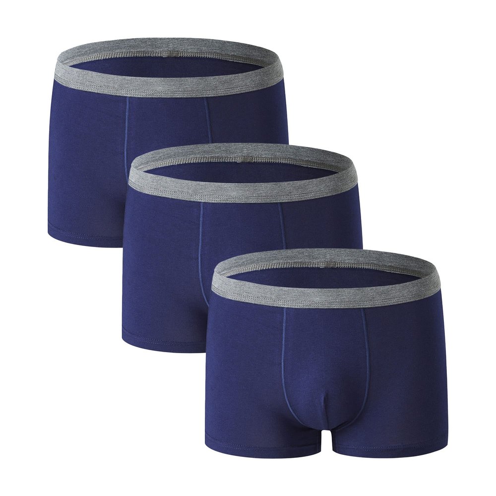 SWJGLITTR Men's Middle Waist Breathable Boxer Briefs Sports Comfortable Panties Close-Fitting Soft Underwear (Blue 3pc,Large)