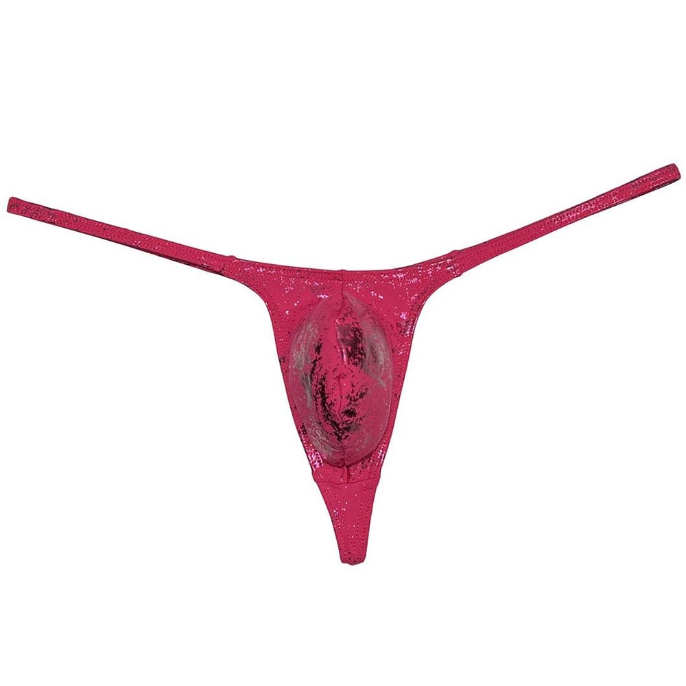 Botmois Men's Shiny Metallic G-string Thong Underwear Male Contour Pouch Bikini Tangas Underpants Soft & Stretchy Swim T-back Light Wine Red M
