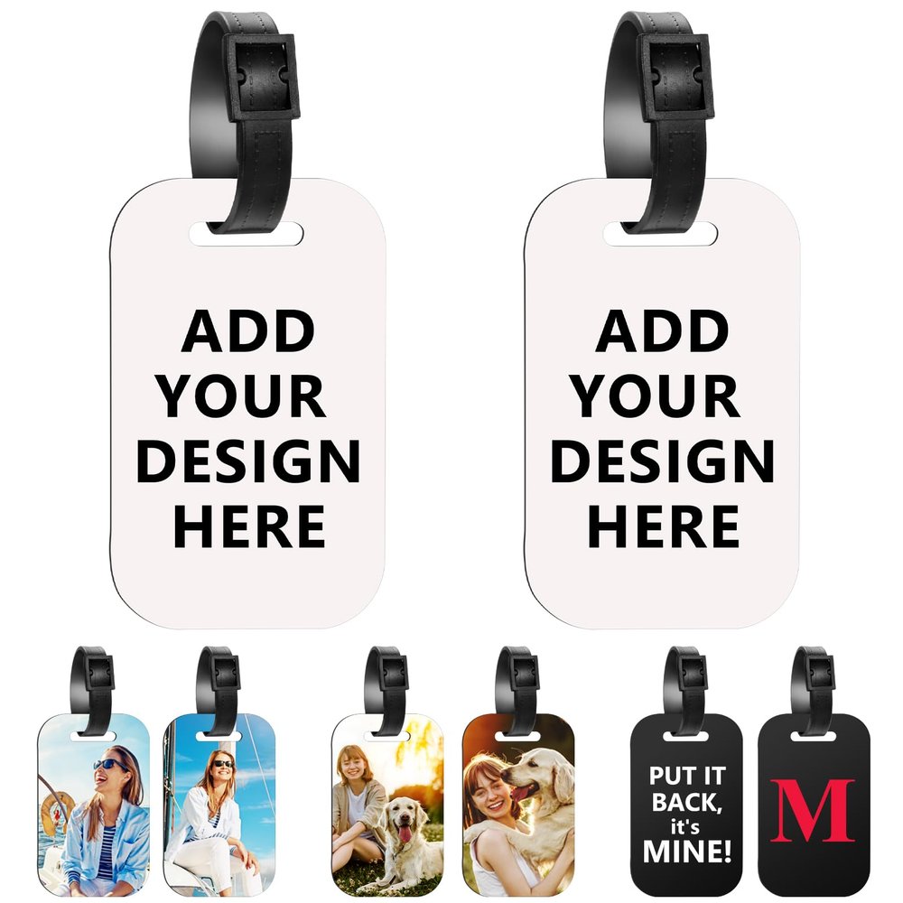 Personalized Luggage Tags, 1-150Packs Custom Golf Bag Tag Personalized Your Own Text, Image, Photo, Logo Customized Travel Suitcases Labels Tags with Strap, Sublimation Blanks Bulk Products