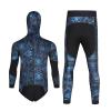 5MM Neoprene Spearfishing Wetsuit with Hooded, 2 Pieces Camouflage Hunting Diving Suit with Loading Chest Pad for Cool Water Freediving Snorkeling Swimming,Blue,XL view 4