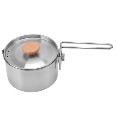 NDNCZDHC 1L Stainless Steel Camping Kettle, Camping Coffee Kettle with Collapsible Handle and Lid, Tea Kettle for Outdoor Hiking Picnic