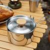 NDNCZDHC 1L Stainless Steel Camping Kettle, Camping Coffee Kettle with Collapsible Handle and Lid, Tea Kettle for Outdoor Hiking Picnic view 3